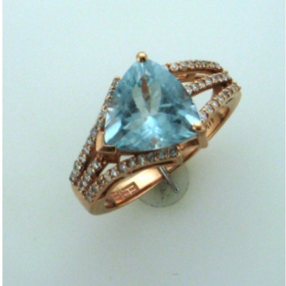Effy Gold Ring with Blue Trillion Gemstone